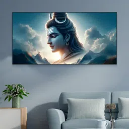 nestroots Black Canvas Framed Vibrant Lord Shiva Divine Art Wall Painting(24X48 Inch)-picture-20