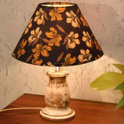 Mid Century Single Table Lamp with White-Wash Finish and Iris Cone Shade-image-11