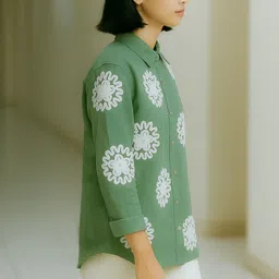 streetwardrobe Women Regular Fit Embroidered Button Down Collar Party Shirt image 2