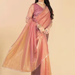snija fashion Embellished Bollywood Organza Saree image 3