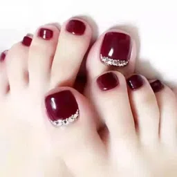 the pink truck Set of 24 Artificial Reusable toe Nails in Maroon colour with Swarovski Maroon-picture-20
