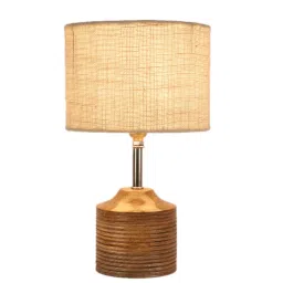 Devansh Wood Table Lamp With White Jute Shade by New Era image 3