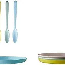 Pack of 10 Plastic IKEA PLATES 6 ,SPOON 4 Dinner Set-image-4