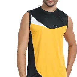 FTX Men Colorblock Round Neck Yellow Vest Men Vest-image-46