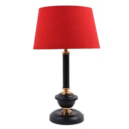 Canvas Red Fabric Shade Night Lamp With Metal Base By Foziq image 4
