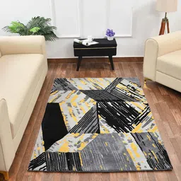 presto Black Abstract Polyester 6 x 9 Feet Machine Made Carpet image 1