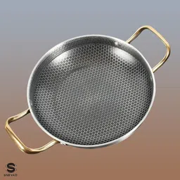 bhajanshree Honycomb Cast Iron Fry Pan Tawa with Double Handle Nonstick Curry Pan Tawa 22 cm diameter image 5