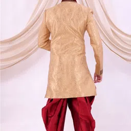 Pooja Ethnic Pooja Ethnic Men's Beige Jacquard Sherwani with Dhoti PE9007 Embroidered Sherwani image 3
