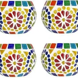 savorade Home Decorations and Gifting Decorative Candle Holders, 3 Inch (Multicolour) - Set of 4 Glass Tealight Holder Set Glass 4 - Cup Tealight Holder Set-picture-10