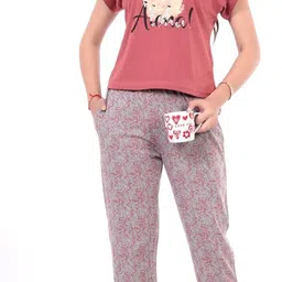 clint Women Night Suit Set Pink Solid-picture-14