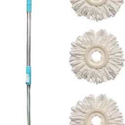 pranay's kleanup Eco Spin Mop-Rod Stick, Mop Head And 3 Refill - Wet & Dry 360 Mops Pocha Mop Rod-picture-17
