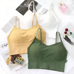 crusila Pack of 3 Women Sports Lightly Padded Bra-picture-17