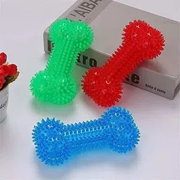 psk pet mart Spike Dental Chew Toy for Dogs (Combo of 2) Squeaky Spike Bone + Spike Rugby Rubber Chew Toy, Ball, Bone, Rubber Toy, Training Aid For Dog & Cat image 5