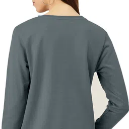 zentworld Pack of 2 Women Printed Round Neck Cotton Blend Maroon, Grey T-Shirt image 3