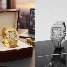 timofy Diamond Luxe Series Analog Watch - For Boys & Girls Flip-SQ-Dial-Gold-Silver_ZS022-picture-23