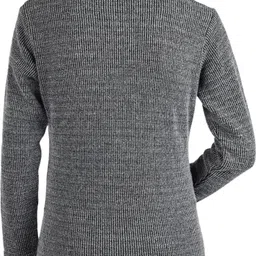 blushh collection Women Woven Round Neck Grey Sweater image 3