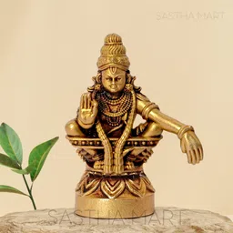 Premium Brass Lord Ayyappan Idol – 5 cm Height (Gold Finish) Decorative Showpiece - 5 cm-image-26