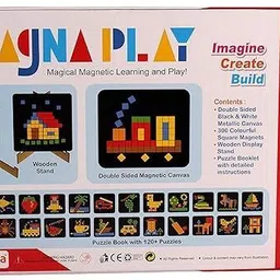 joyhub Magna Play Set-3 with Wooden Stand, 300 Colourful Square Magnets, image 3
