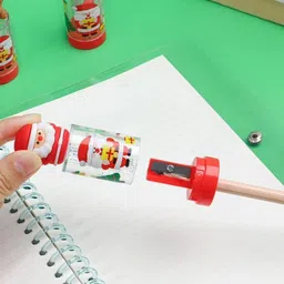 radhya accessories Christmas Pencil Sharpener with Dust Collector Cute Santa Claus X-MAS Reindeer Pencil Sharpener Sharpeners image 2