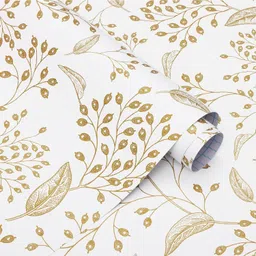 veki Floral & Botanical White, Gold Wallpaper-picture-14