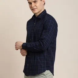 turtle Men Slim Fit Checkered Spread Collar Casual Shirt image 3