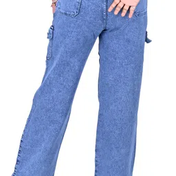 turningfashion Women Loose Fit High Rise Blue Jeans image 3