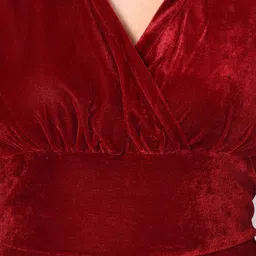 westchic Women Fit and Flare Maroon Maxi/Full Length Dress image 4