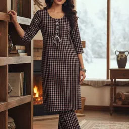 one clique shop Women Wool Kurta Pant Set-picture-10