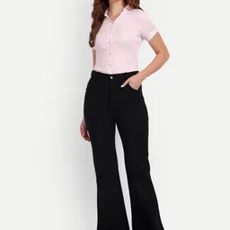 broadstar Women Flared Black Lycra Blend Trousers image 3