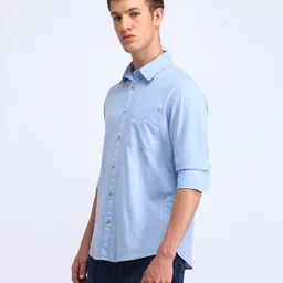flying machine Men Slim Fit Solid Button Down Collar Casual Shirt image 2