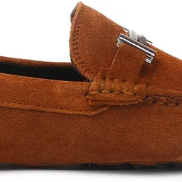 louis stitch Tan Suede Leather Casual Loafers for Men (ITSUD) Size 6 Loafers For Men image 3