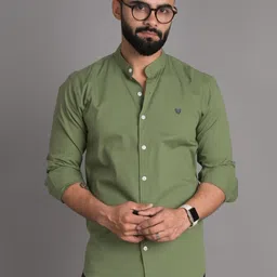 fubar Men Slim Fit Solid Mandarin Collar Casual Shirt-picture-24