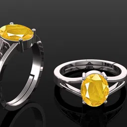 Original 7.25 Ratti Yellow Pukhraj Gem Stone Ring With leb Certificate Brass Sapphire Ring-image-2