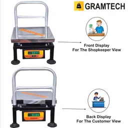 GRAMTECH Weight 100kg x 10g Weighing Scale Pole S.S Machine Double Display for Shop Weighing Scale image 5