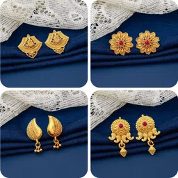 lala luxury bestseller Combo of 4 Traditional Brass Earring Set-picture-38