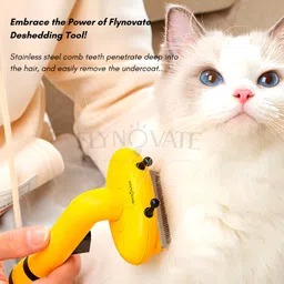 flynovate Pet Hair Remover Honey Bee Design with Switch & PAIN - FREE Stainless Steel Shedding Blade for Dog, Cat, Rabbit, Dog & Cat image 2