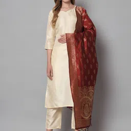 vredevogel Women Cotton Silk Kurta Pant Set image 3