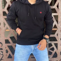 we perfect Men Full Sleeve Solid Hooded Sweatshirt image 3