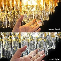 yavik Bluetooth Color changing moving crystal 400mm black gold jhumar with Remote Chandelier Ceiling Lamp image 4