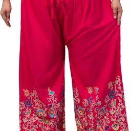 vizcon Women Loose Fit Red Viscose Rayon Trousers-picture-12