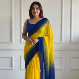 khodiyar enterpries Ombre, Color Block Daily Wear Georgette Saree image 2