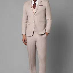 louis philippe Men Men Beige Slim Fit Textured Formal Three Piece Suit Textured Suit-picture-14