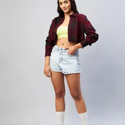 chimpaaanzee Women Oversized Fit Checkered Spread Collar Casual Shirt image 2