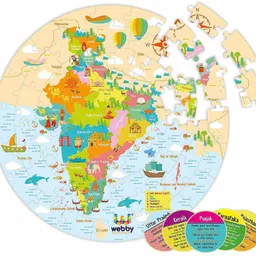 Educational Learning India Map Jigsaw Floor Puzzle Set of 60 Pcs-image-4