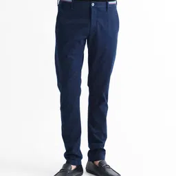 rare rabbit Men Slim Fit Blue Lycra Blend Trousers-picture-13