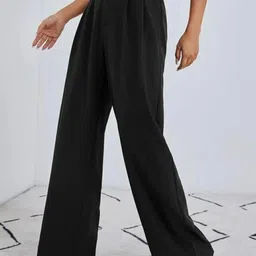 broadstar Women Loose Fit Black Lycra Blend Trousers image 3
