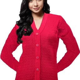 tamayra creation Women Solid V Neck Red Sweater image 1