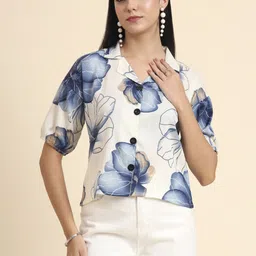 dressberry Women Boxy Fit Printed Lapel Collar Casual Shirt-picture-34
