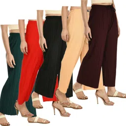 winhever Pack of 5 Women Regular Fit Multicolor Lycra Blend Trousers-picture-20