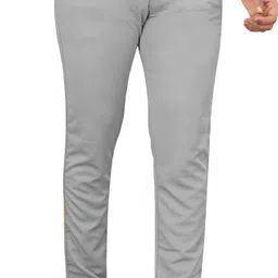 palclouthes trend Men Slim Fit Grey Lycra Blend Trousers image 5